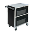 Thumbnail image #1 for Vollrath 3-Shelf Bussing Cart with Three-Sided Black Vinyl Panels and Stainless Steel Shelves, 300 lb. Capacity