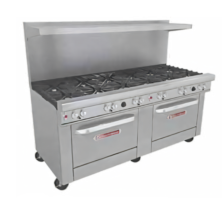 Product image #1 for Ultimate 72-Inch Commercial Gas Range with 12 Open Burners and 2 Convection Ovens