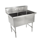 Thumbnail image #1 for John Boos 2B18244-X 2-Compartment Stainless Steel Sink with Legs, 10-Inch Backsplash, 16-Gauge, No Drainboards
