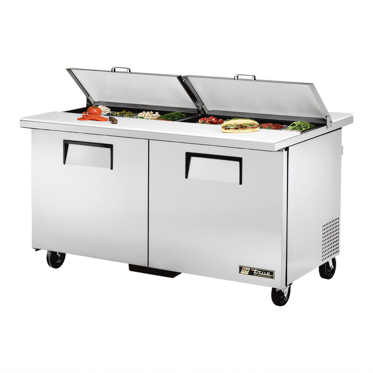 Product image #1 for True Dual-Sided Sandwich/Salad Prep Table, 60-Inch, 16-Pan, Solid Doors