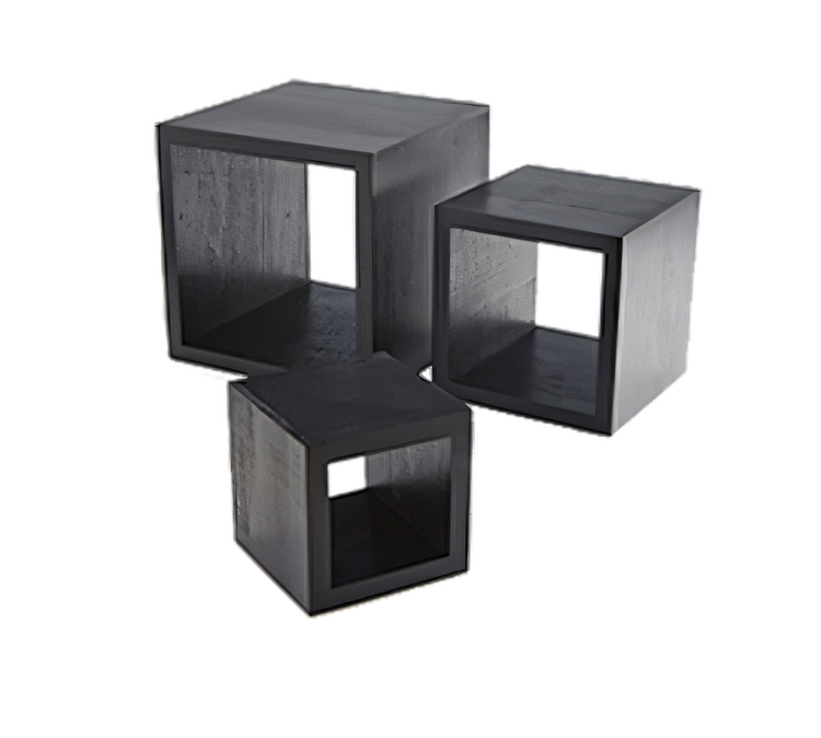 Product image #1 for American Metalcraft RSB1 3-Piece Black Wood Square Riser Set — 5, 7 & 9 Inches