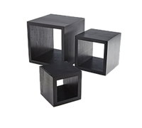 American Metalcraft RSB1 3-Piece Black Wood Square Riser Set — 5, 7 & 9 Inches