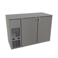 Glastender C2FB52 Two-Zone Front-Serviced Bar Profile Back Bar Cooler, 52-Inch, 2-Section