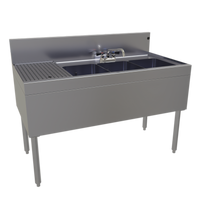 Glastender Three-Compartment Underbar Sink Unit with Deck-Mount Faucet, 48