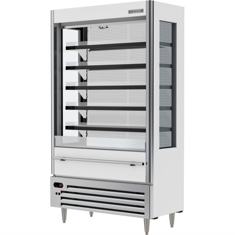 Product image #1 for Beverage-Air Vuemax Slim Open-Air Merchandiser Refrigerator, 5-Shelf Vertical Case, White, 47-7/16" W x 24-3/8" D x 83-1/2" H