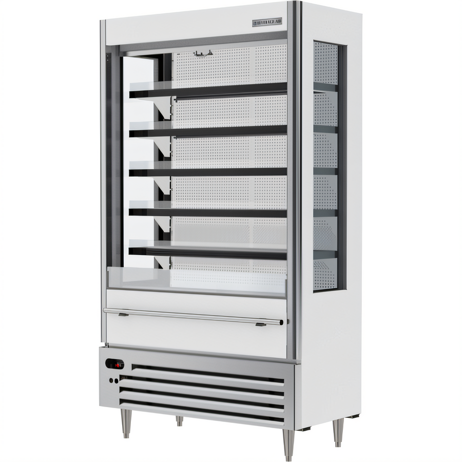 Product image #1 for Beverage-Air Vuemax Slim Open-Air Merchandiser Refrigerator, 5-Shelf Vertical Case, White, 47-7/16" W x 24-3/8" D x 83-1/2" H