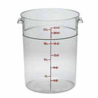 Cambro Camwear® Round Polycarbonate Storage Container, 22 Qt., Clear