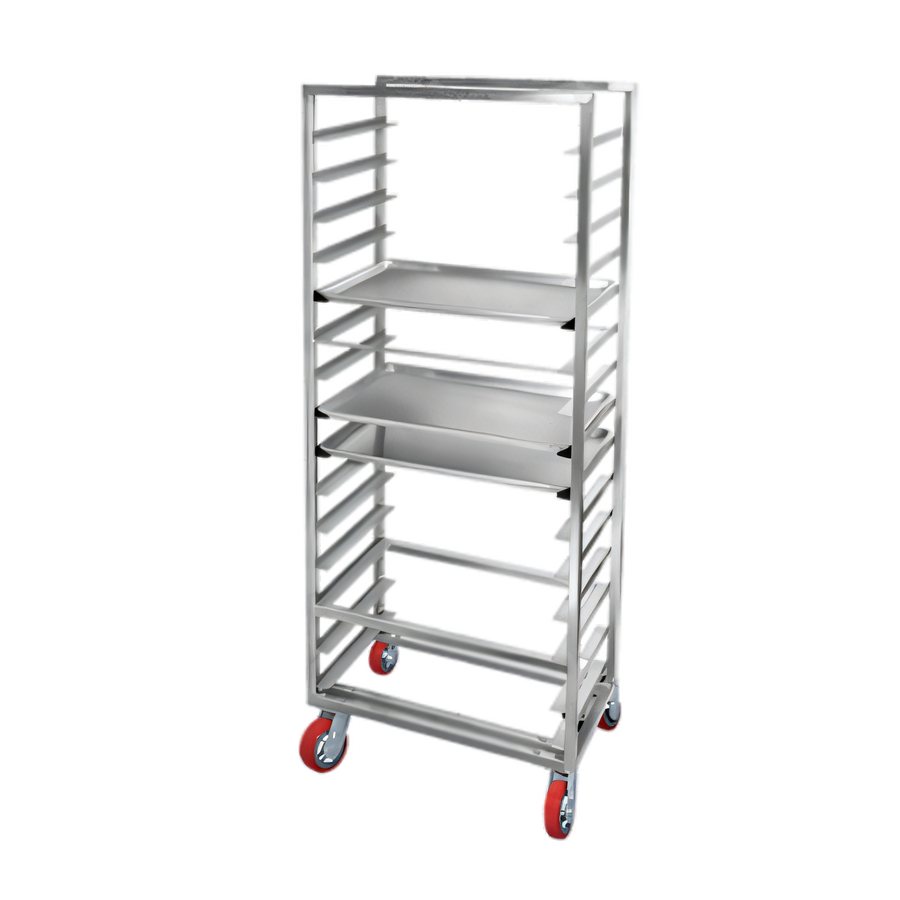 Product image #1 for Lifetime Tough Extra Heavy-Duty Aluminum Side-Load Bun Pan Rack on Casters, 10-Pan Capacity, 29 x 18 x 70 Inches