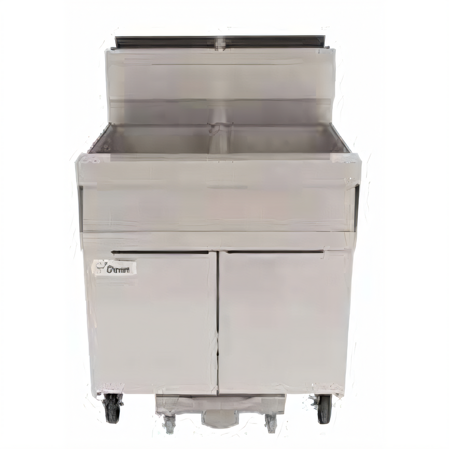 Product image #1 for Dean Decathlon Performance Gas Tube-Type Floor Fryer Battery with Built-In Filtration, 2 x 75 lb. Frypots
