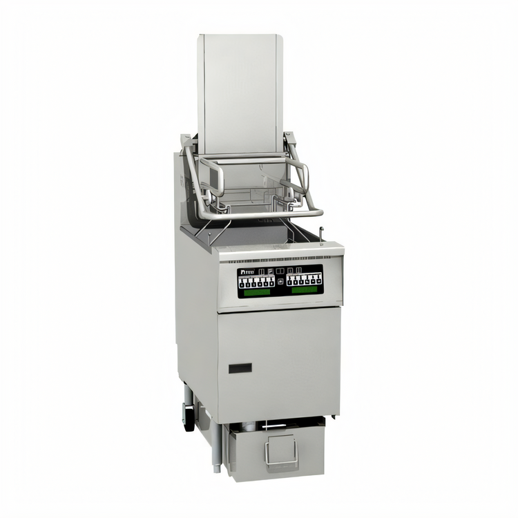Product image #1 for Solstice Supreme Reduced Oil Volume Electric Floor Fryer System with Automatic Filtration, Lift Assist, and 76 lb Capacity