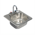 Thumbnail image #1 for BK Resources 15-Inch x 15-Inch Drop-In One-Compartment Stainless Steel Sink Kit with Lead-Free Faucet and Basket Drain