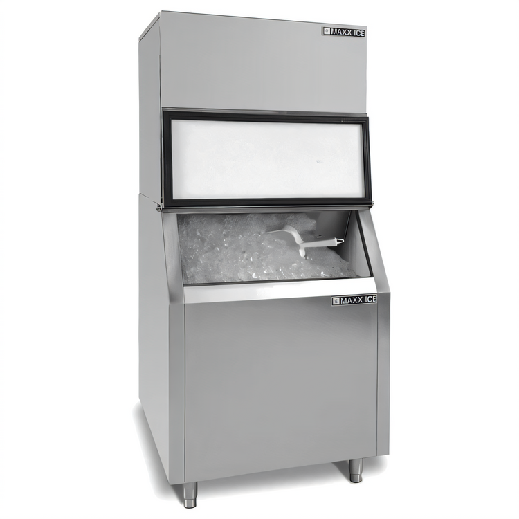 Product image #1 for Maxx Ice 30-Inch Modular Full Dice Ice Machine with 400 lb Storage Bin, Air-Cooled, Stainless Steel, 1000 lb/Day