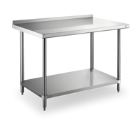 30 x 24 Inch Stainless Steel Work Table with 2-Inch Rear Splash Guard and Undershelf