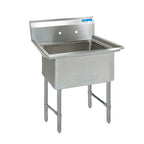 Thumbnail image #1 for BK Resources BKS-1-18-12S One-Compartment 18-Gauge Stainless Steel Sink, No Drainboards, 18 x 18 x 12-Inch Bowl, 9-Inch Backsplash