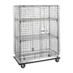 Thumbnail image #1 for Metro Super Erecta SEC56LC Mobile Chrome-Plated Wire Security Cage Dolly Truck, No Shelves, 270° Doors