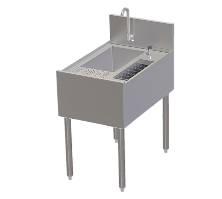 Product image #1 for Perlick Tobin Ellis Signature 18-Inch Freestanding Single-Compartment Underbar Utility Sink with Glass Rinser and Tool Caddy
