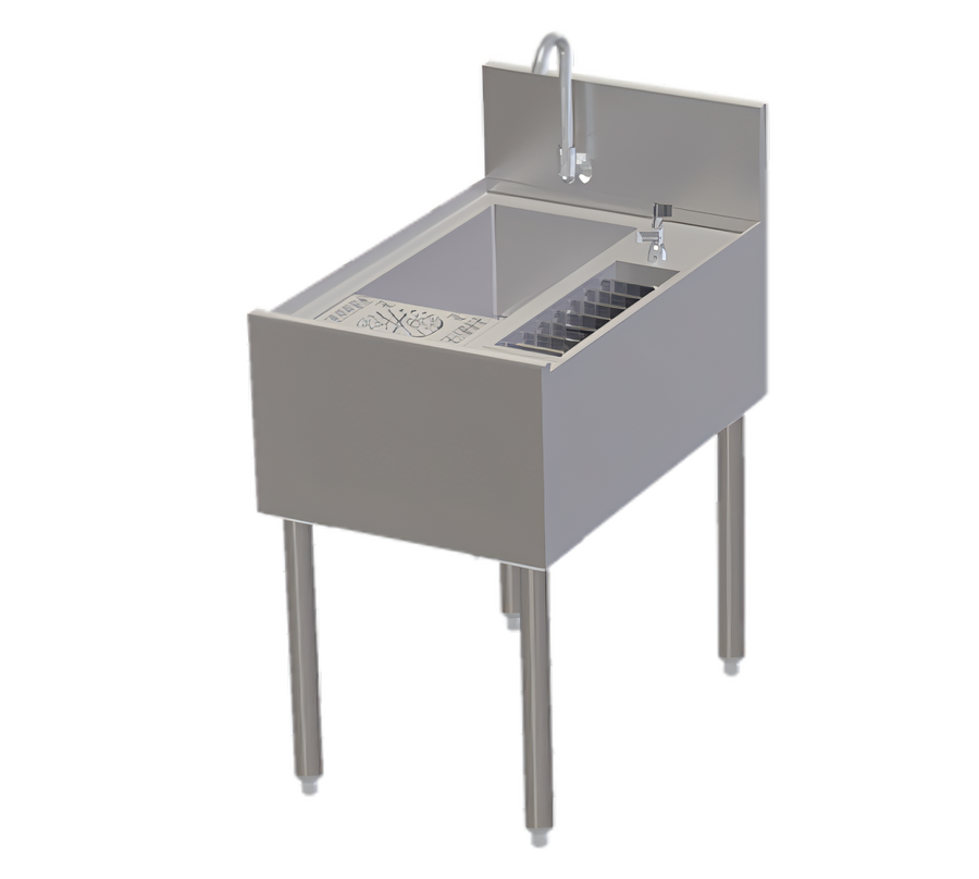 Product image #1 for Perlick Tobin Ellis Signature 18-Inch Freestanding Single-Compartment Underbar Utility Sink with Glass Rinser and Tool Caddy