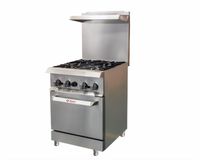 IKON Cooking 24-Inch Natural Gas Commercial Gas Range with 4 Open Burners and Convection Oven