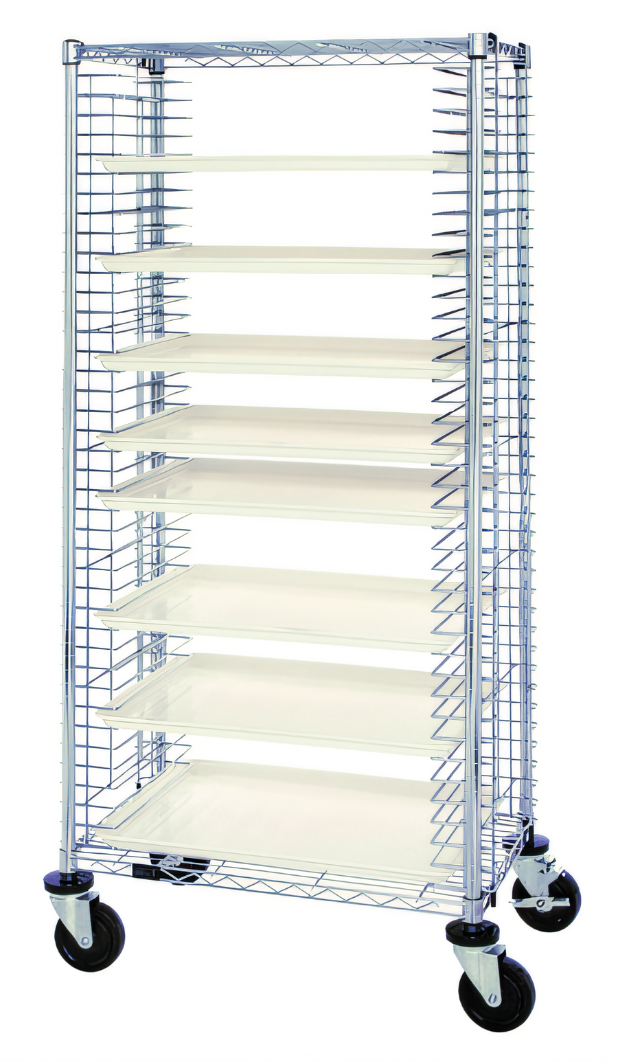 Product image #1 for Quantum TC-31 Full-Size Mobile Side-Load Tray Cart, 31-Tray Capacity, Chrome-Plated Steel Wire