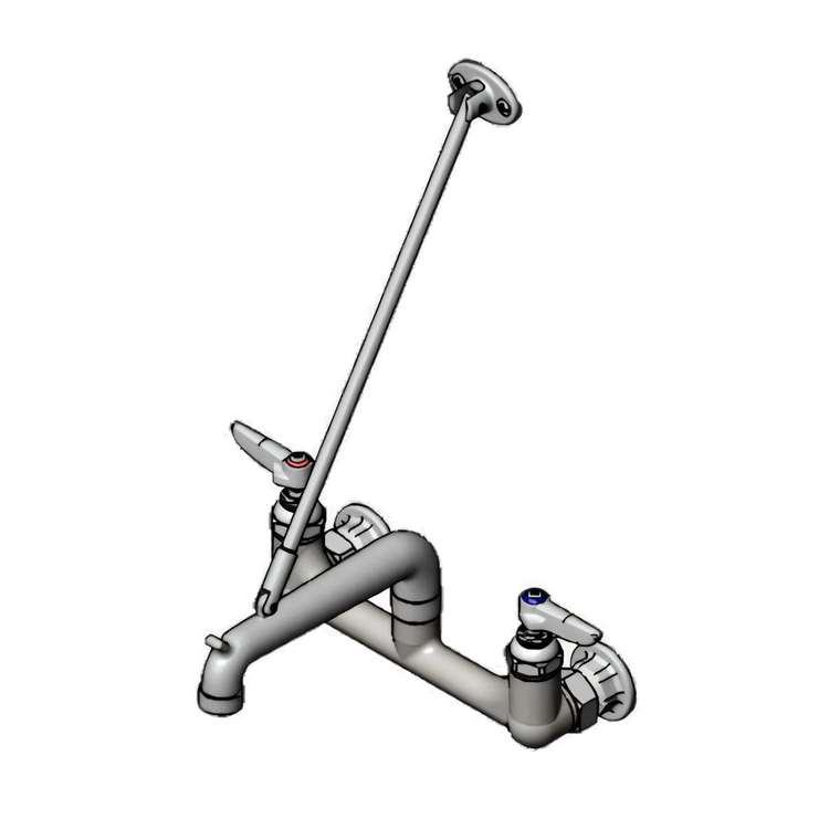 Product image #1 for T&S Brass B-0660-POL 8-Inch Wall-Mount Service Sink Faucet with 9-Inch Pail Hook Spout, Polished Chrome