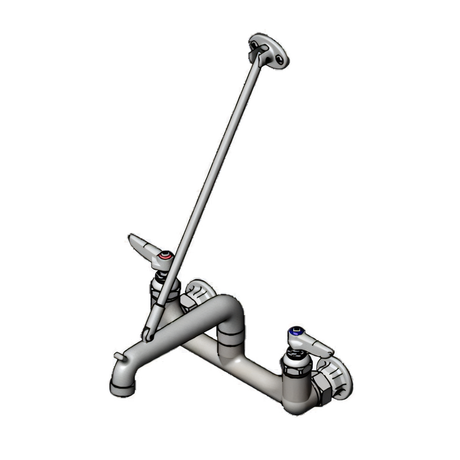 Product image #1 for T&S Brass B-0660-POL 8-Inch Wall-Mount Service Sink Faucet with 9-Inch Pail Hook Spout, Polished Chrome
