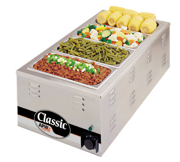 Product image #1 for APW Wyott X*PERT CW-3AI Electric Countertop Food Pan Warmer/Rethermalizer, 28-1/2 Qt., 4-Compartment, 1/3-Size Pan