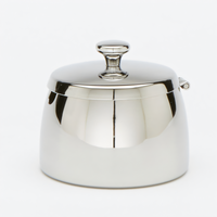 Elegance Double-Wall Stainless Steel Sugar Bowl with Cover, 5 oz., Mirror Finish