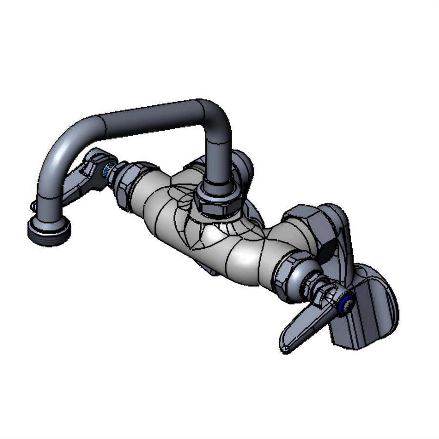 Product image #1 for T&S Brass B-0238 Wall-Mount Sink Mixing Faucet with 6-Inch Swing Nozzle and Garden Hose Outlet