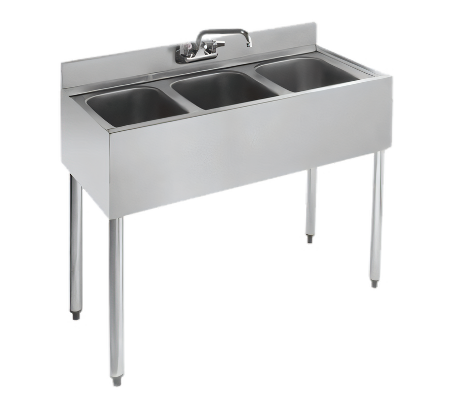 Product image #1 for Krowne Silver Series 36-Inch Three-Compartment Stainless Steel Underbar Sink with Wall-Mount Faucet