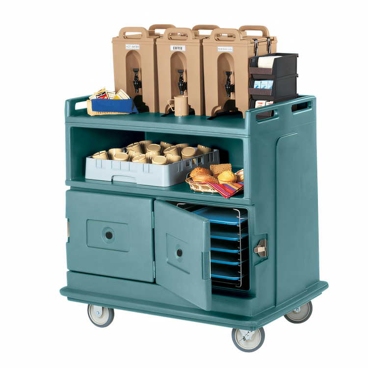Product image #1 for Cambro Recessed-Top Beverage Service Cart with 2 Insulated Compartments, Slate Blue
