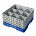 Thumbnail image #2 for Cambro Camrack® Full-Size 9-Compartment Glass Rack with 4 Soft Gray Extenders, Blue