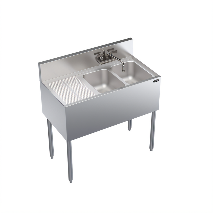 Product image #1 for Krowne Royal Series 36-Inch Two-Compartment Underbar Sink Unit with Left Drainboard and Swing-Spout Faucet