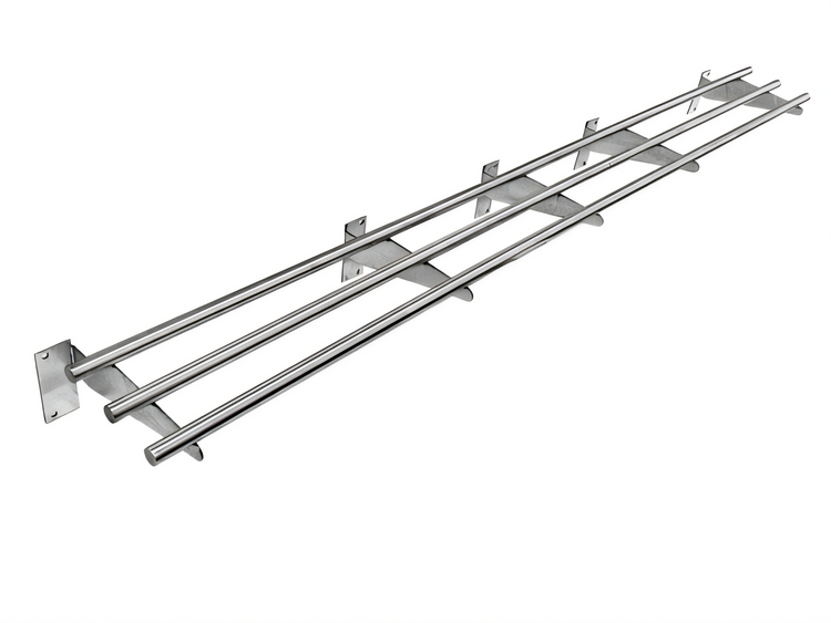 Product image #1 for Klinger's Trading 62-7/10 Inch Stainless Steel Stationary Solid Tubular Tray Slide for Steam Tables