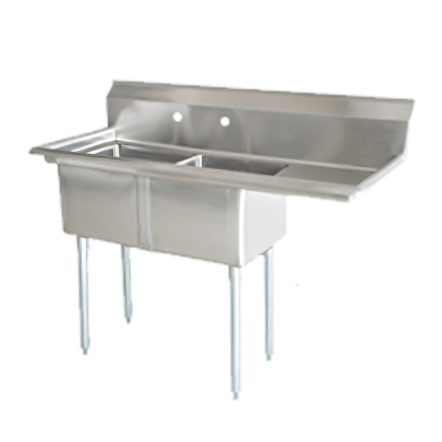 Product image #1 for Omcan USA 2-Compartment Pot Sink with Right-Hand Drainboard, 18-Gauge 304 Stainless Steel