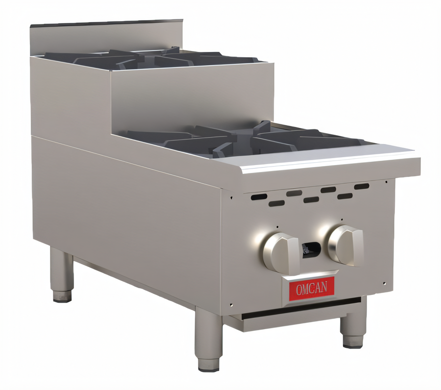 Product image #1 for Omcan USA 12-Inch Countertop Natural Gas Step-Up Hot Plate with 2 Burners