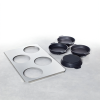 RATIONAL Small Roasting and Baking Pan Set with 1/1 GN Steel Carrier Plate, 4 x 6-1/4 Inch Pans, TriLax Coated
