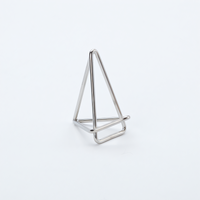 American Metalcraft Geometric Metal Tabletop Menu Card Holder, 2 Inch High, Silver