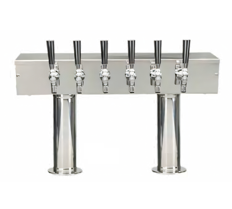 Product image #1 for Pro-Line Direct Draw Double Pedestal Conversion Tower, 24-Inch Box, 2-Column, 6-Faucet, Air-Cooled Stainless Steel