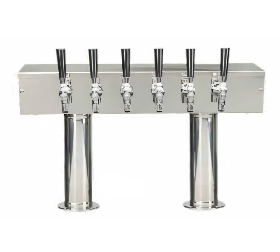 Product image #1 for Pro-Line Direct Draw Double Pedestal Conversion Tower, 24-Inch Box, 2-Column, 6-Faucet, Air-Cooled Stainless Steel