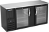 Thumbnail image #1 for Beverage-Air Two-Section Refrigerated Back Bar Storage Cabinet with Glass Doors, Stainless Steel Top, 68-Inch Wide, Black Exterior