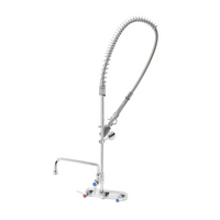 T&S Brass EasyInstall 8-Inch Wall-Mount Workboard Pre-Rinse Add-On Faucet with 12-Inch Swing Nozzle and 1.07 GPM Spray Valve