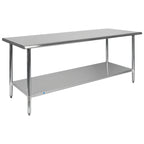 Thumbnail image #1 for Flash Furniture NH-WT-3072-GG 72-Inch x 30-Inch Stainless Steel Prep and Work Table with Undershelf, 18-Gauge Flat Top
