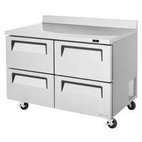 Turbo Air Super Deluxe 48-Inch Two-Section Worktop Refrigerator with 4 Drawers and Self-Cleaning Condenser