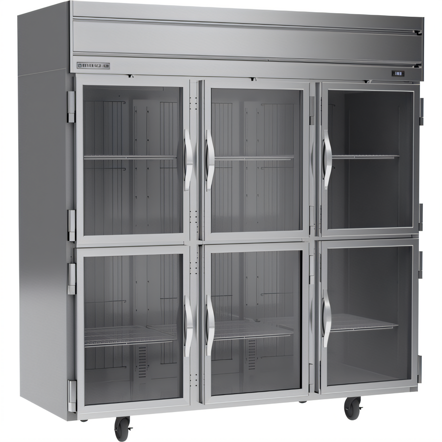 Product image #1 for Beverage-Air Horizon Series Three-Section Half-Glass Reach-In Freezer, 69.1 Cu. Ft., Top-Mounted Self-Contained