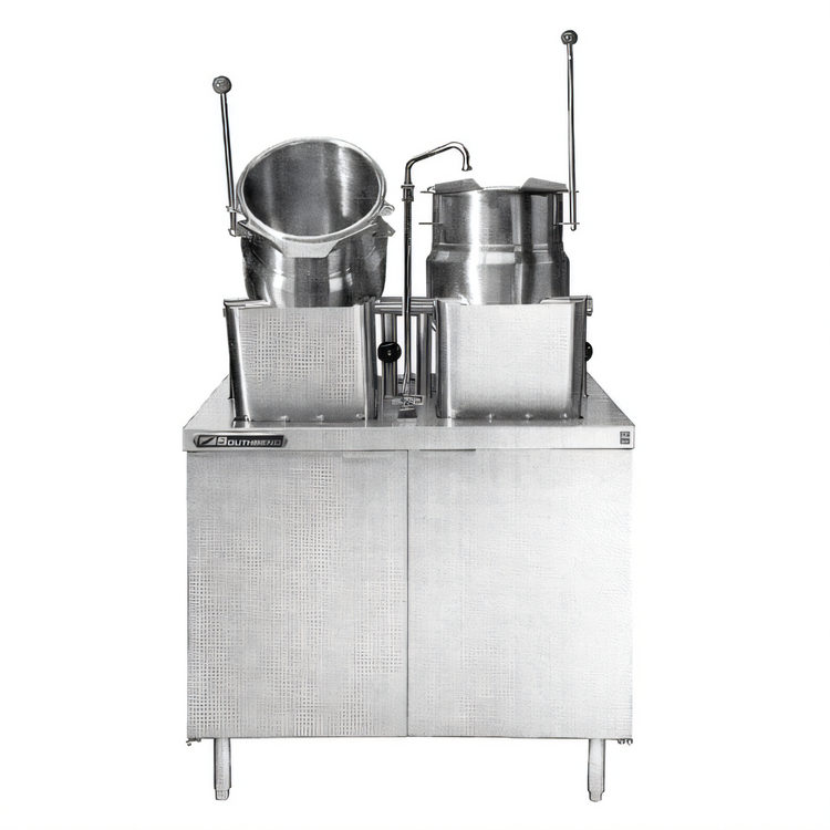 Product image #1 for Southbend Steam Direct Steam Kettle/Cabinet Assembly with (2) 6-Gallon Tilting Kettles and Sink