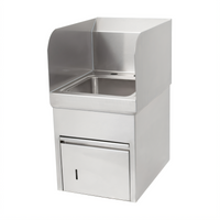 John Boos Pro-Bowl Wall-Mount Stainless Steel Hand Sink with Towel Dispenser, 9 x 9 Inch Bowl, Left and Right Side Splashes