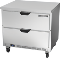 Beverage-Air 36-Inch One-Section 2-Drawer Worktop Freezer, 8.7 Cu. Ft., Flat Top, Self-Contained Rear-Mounted Refrigeration
