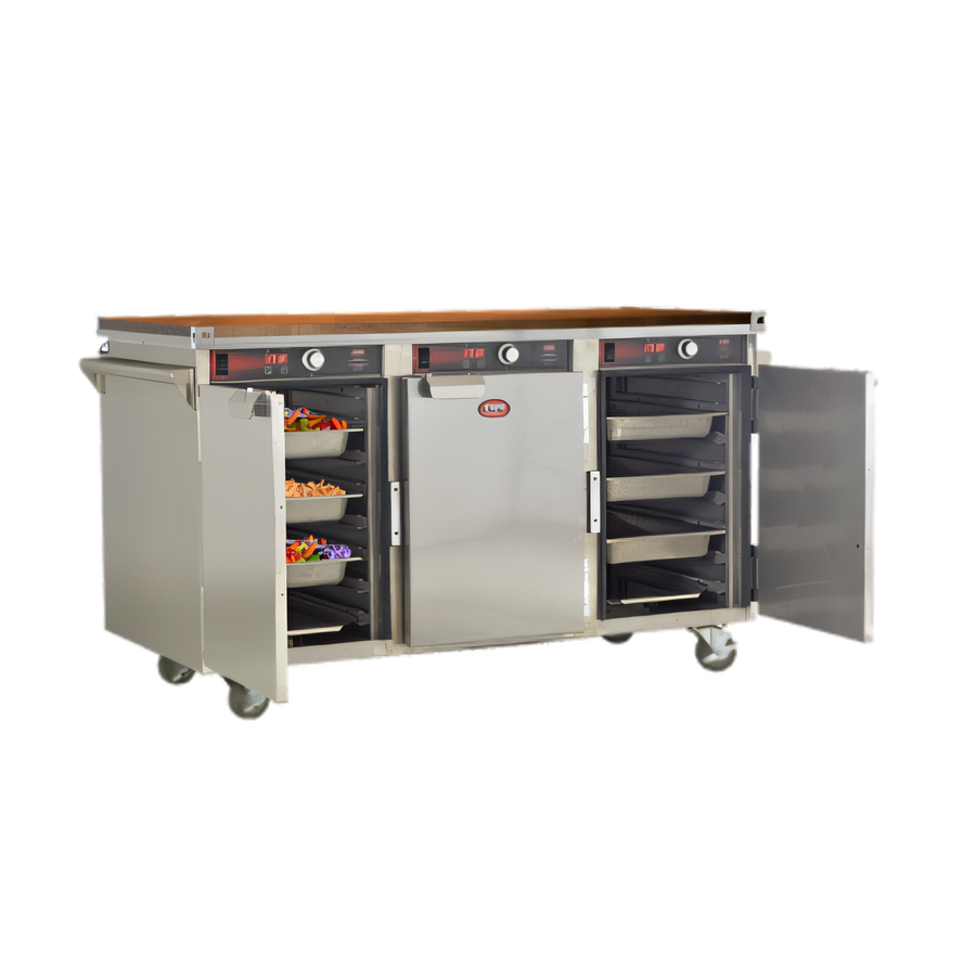 Product image #1 for FWE Handy Line Mobile Heated Holding Cabinet, 3-Section, Undercounter Height, 7 Pan Capacity Per Compartment