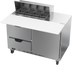 Thumbnail image #1 for Beverage-Air 48-Inch Two-Section Sandwich Prep Table Refrigerated Counter with 1 Door, 2 Drawers, and 8-Pan Top