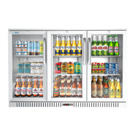 KoolMore Three-Section Back Bar Refrigerator with 3 Glass Swing Doors, 11.3 Cu. Ft., Stainless Steel